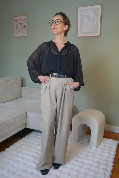 Pantalon wide leg beige