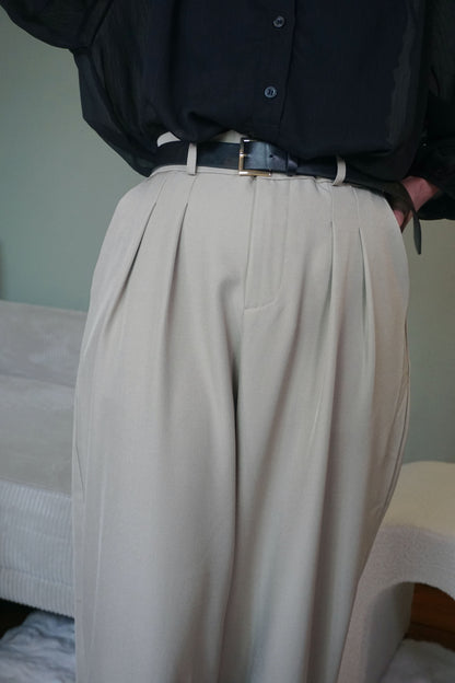 Pantalon wide leg beige