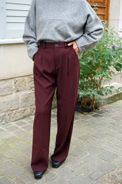 Pantalon wide leg bordeaux