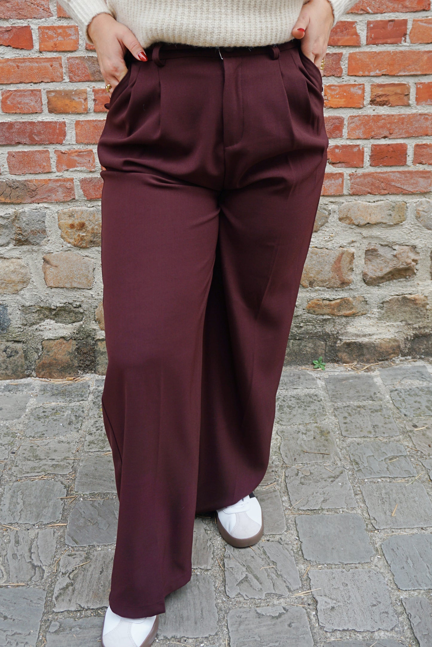 Pantalon wide leg bordeaux