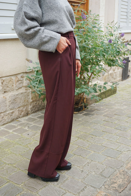 Pantalon wide leg bordeaux