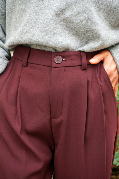 Pantalon wide leg bordeaux