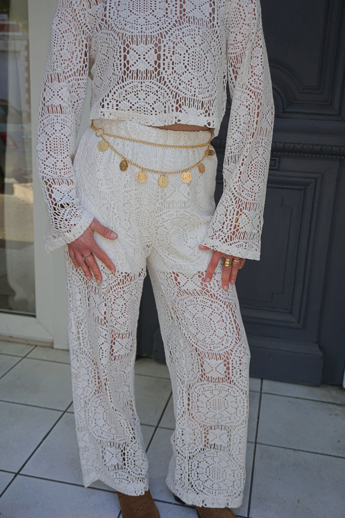 Pantalon crochet crème
