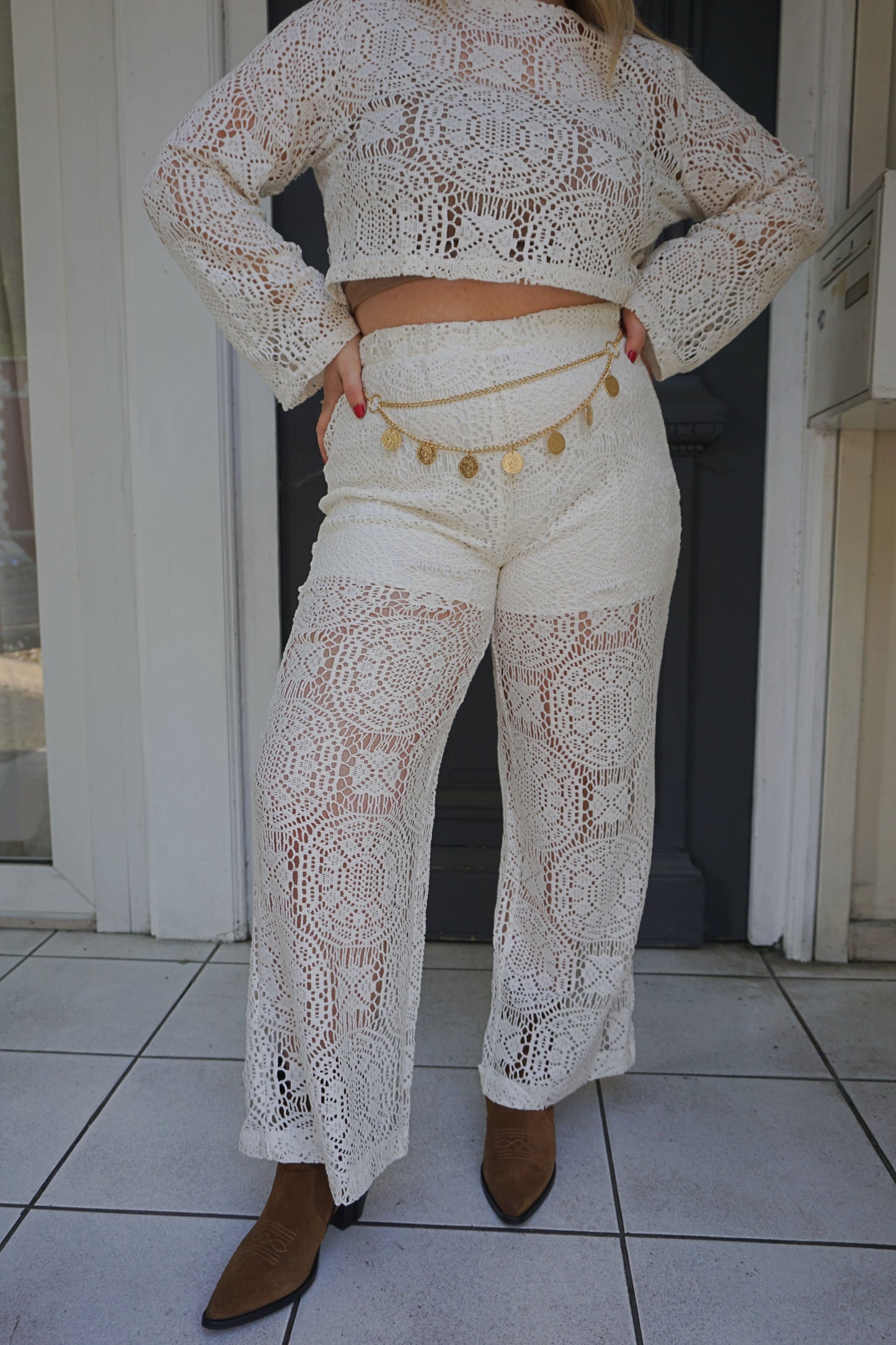 Pantalon crochet crème