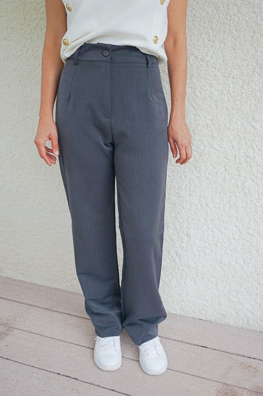 Pantalon straight gris