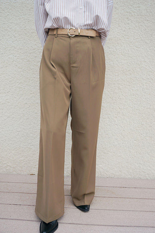 Pantalon marron wide leg