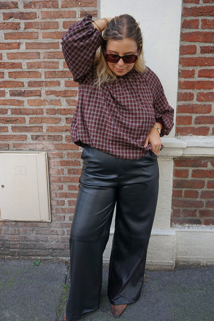 Pantalon noir similicuir wide leg