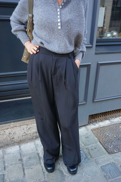 Pantalon tailleur noir wide leg