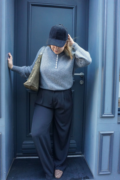 Pantalon tailleur noir wide leg