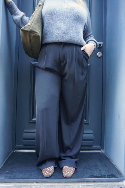 Pantalon tailleur noir wide leg