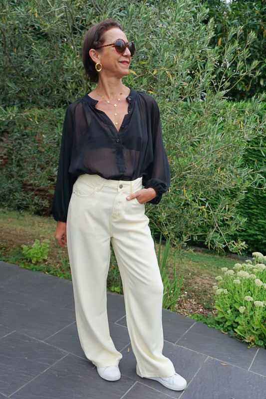 Pantalon wide leg jaune beurre