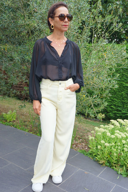 Pantalon wide leg jaune beurre