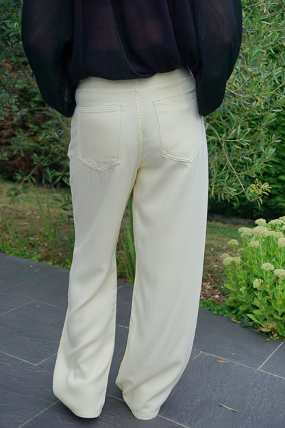 Pantalon wide leg jaune beurre