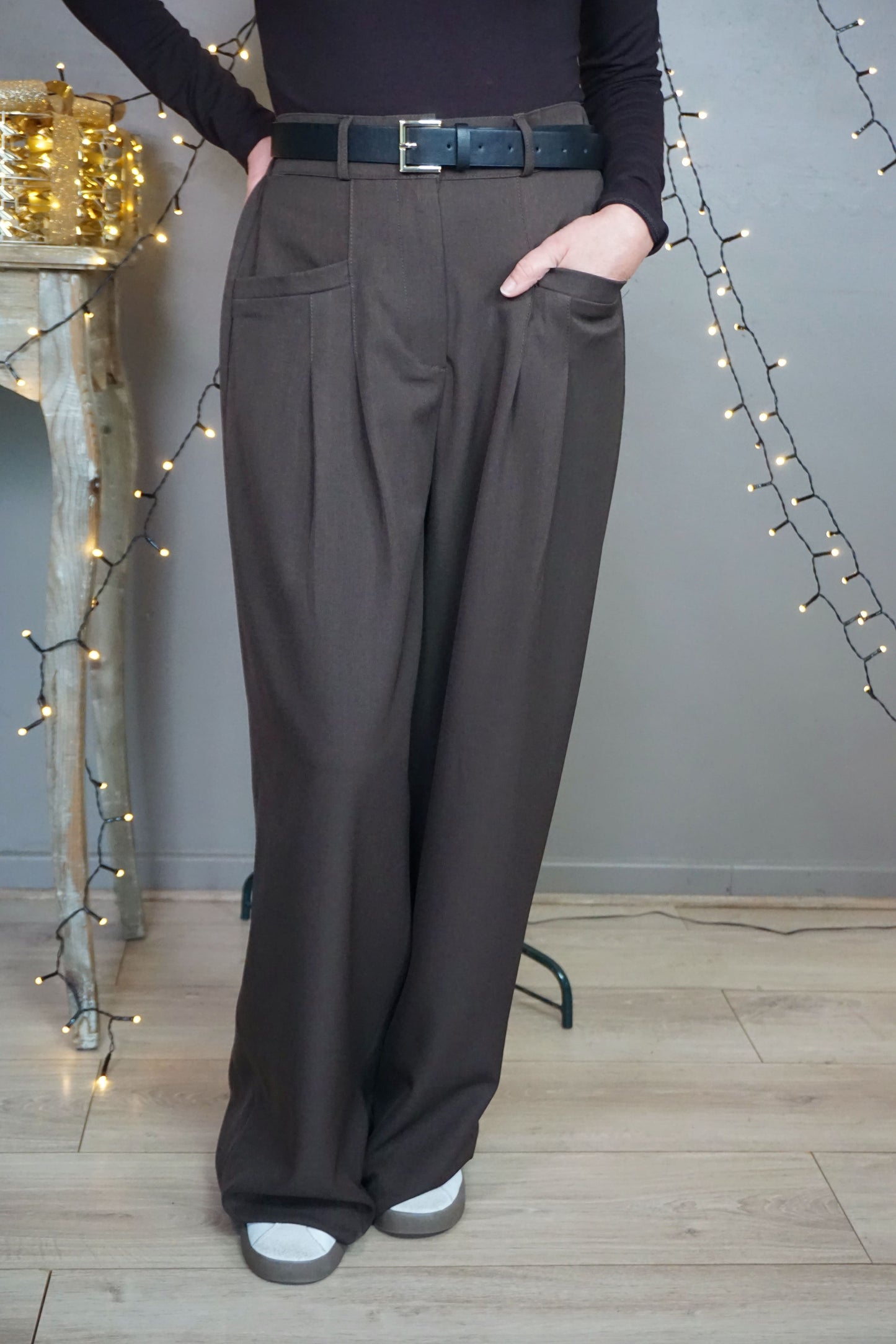 Pantalon wide leg marron chocolat