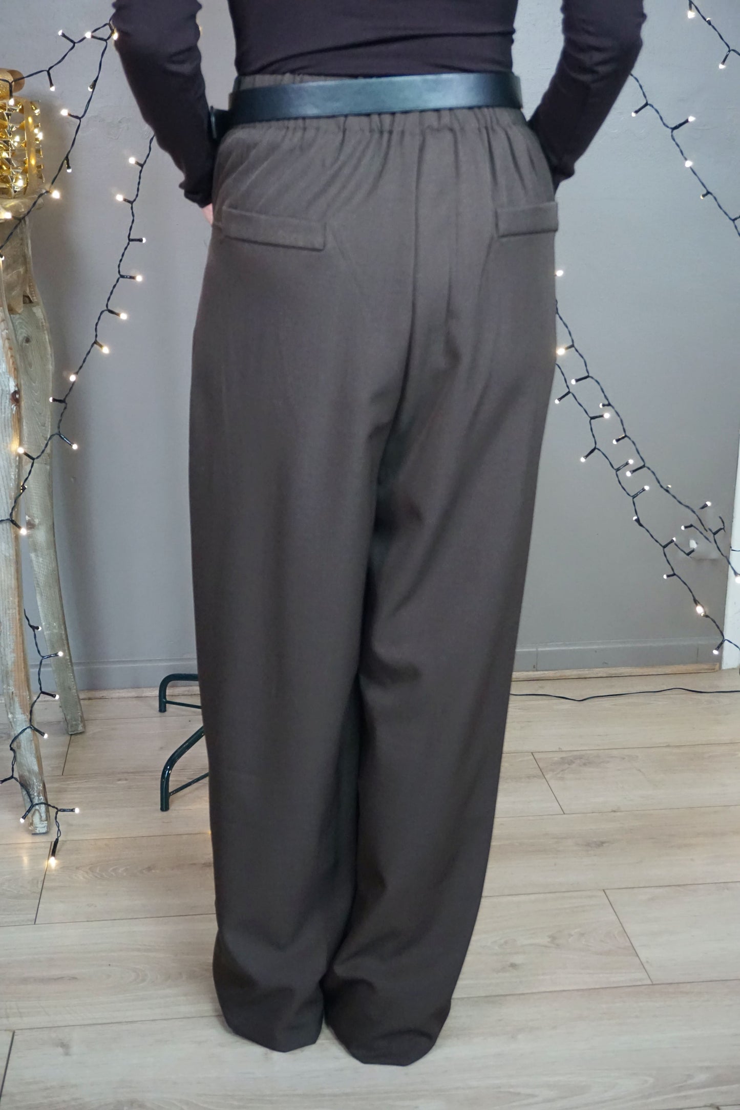 Pantalon wide leg marron chocolat