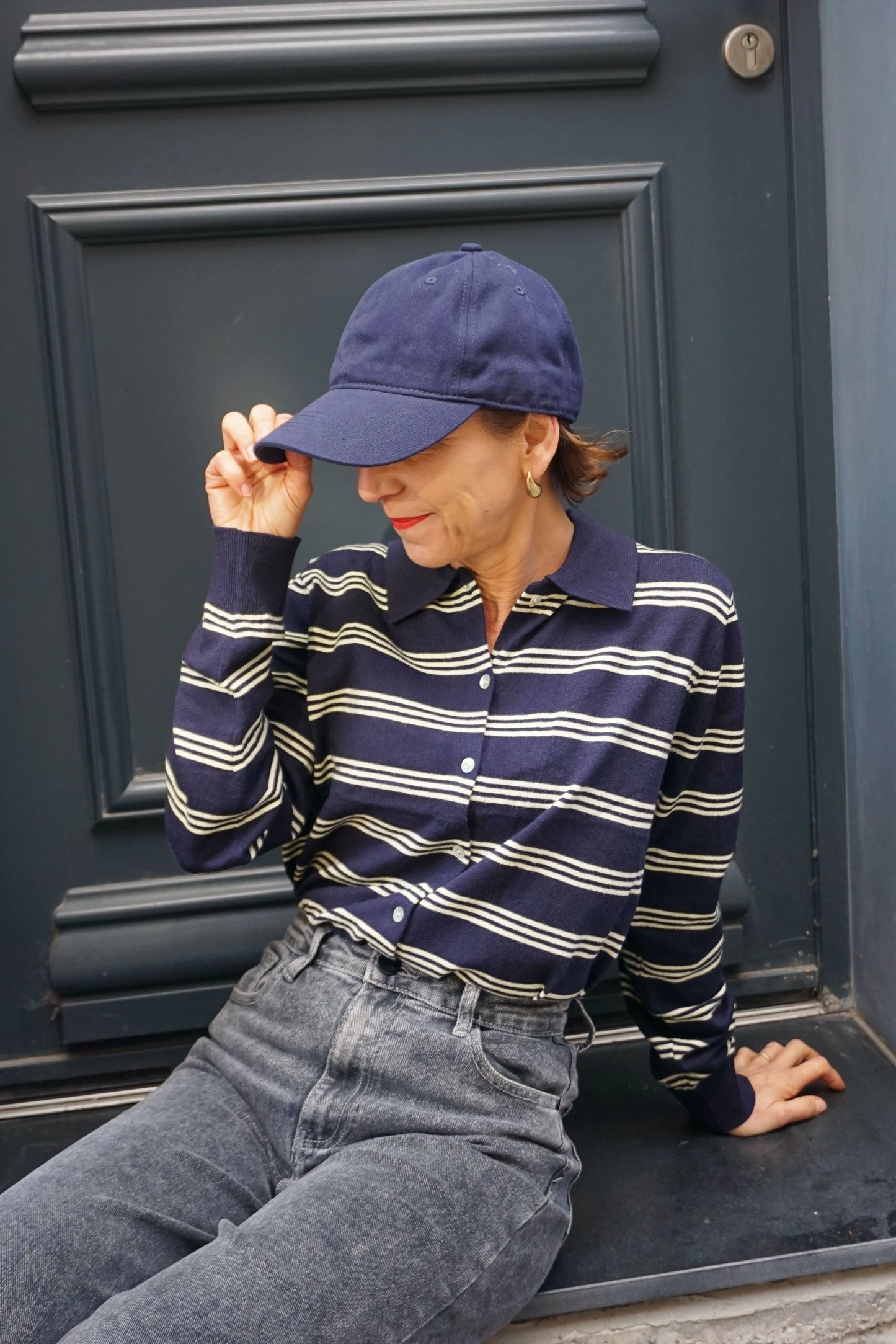 Polo rayé bleu et blanc