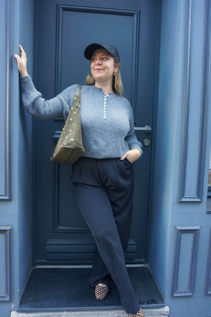 Pull alpaga gris à boutons