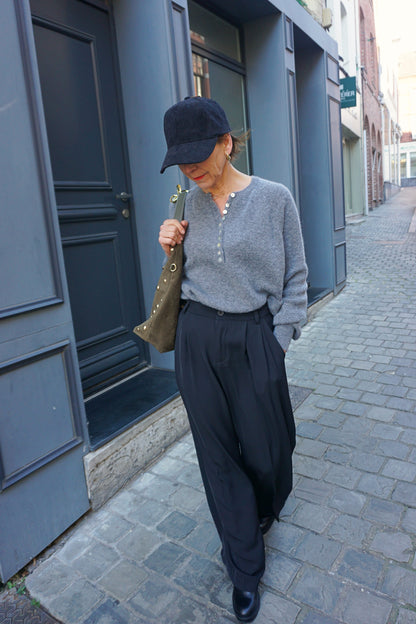 Pull alpaga gris à boutons