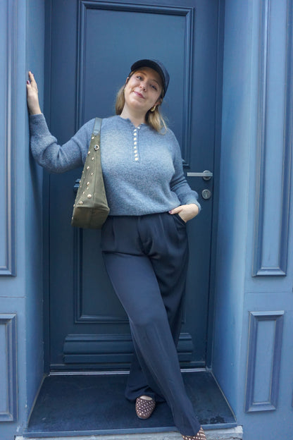 Pull alpaga gris à boutons