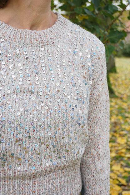 Pull beige paillettes