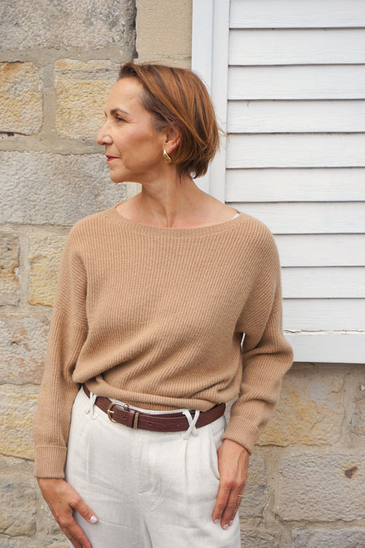 Pull maille camel