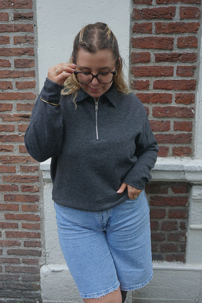 Pull gris col polo