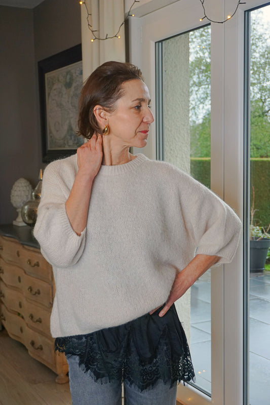 Pull mohair crème manches 3/4