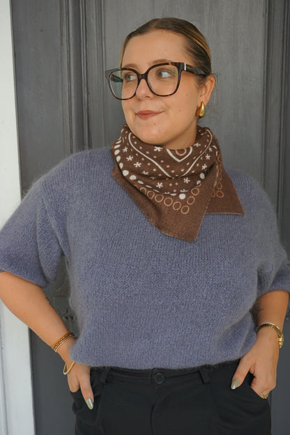 Pull mohair gris manches 3/4