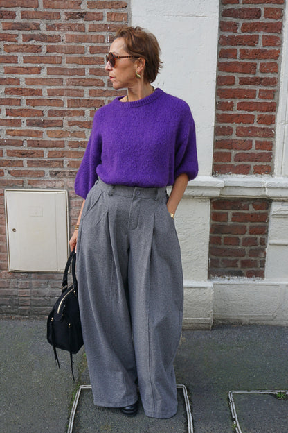 Pull mohair violet manches 3/4