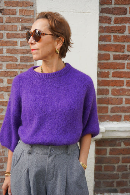 Pull mohair violet manches 3/4