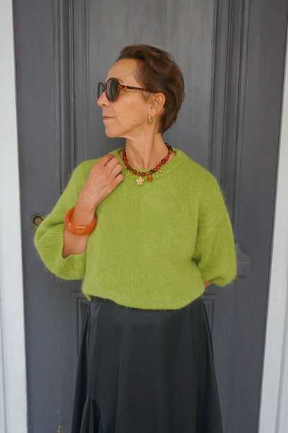Pull mohair olive manches 3/4