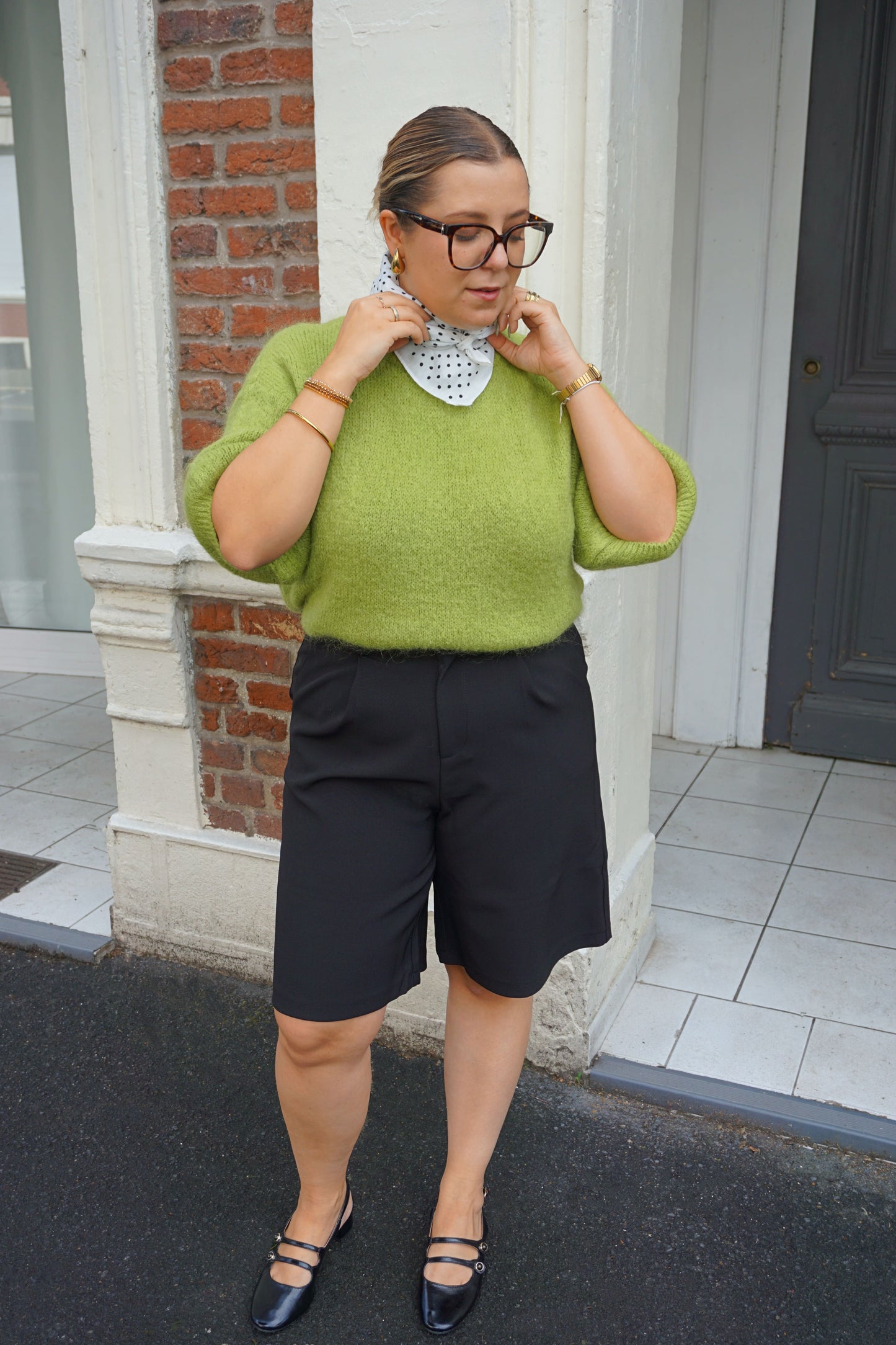Pull mohair olive manches 3/4