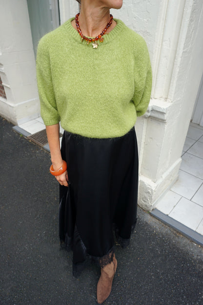 Pull mohair olive manches 3/4