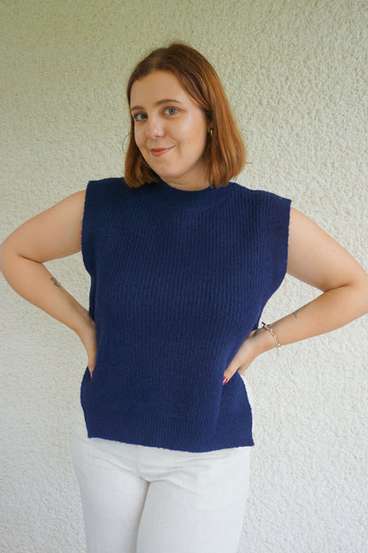 Pull sans manches bleu marine