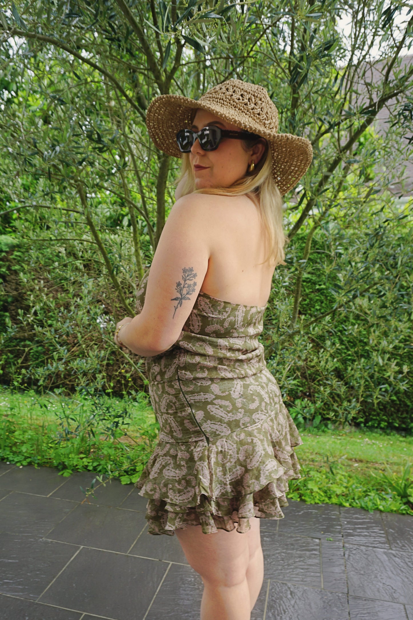 Robe kaki motifs cachemire