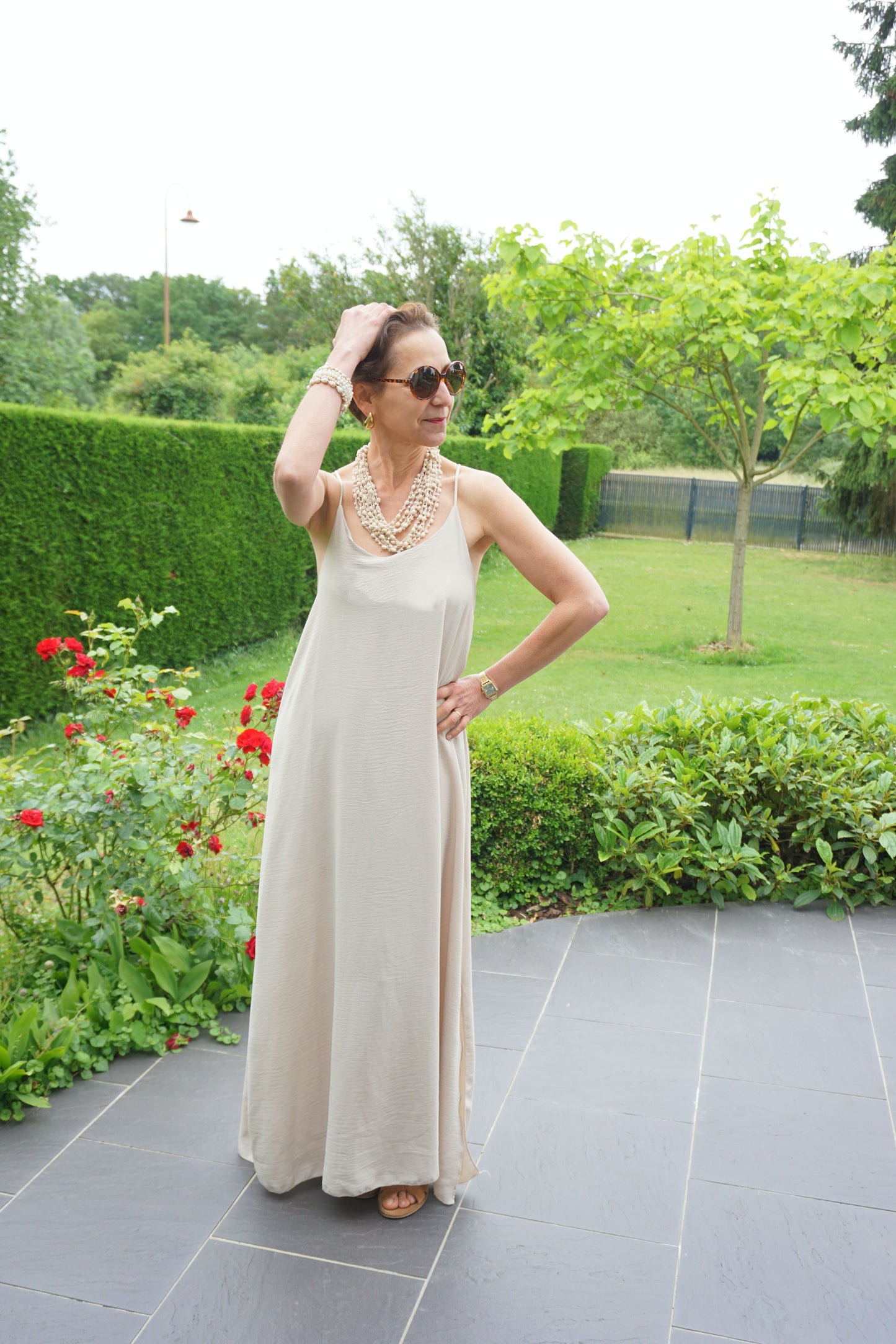 Robe longue crème fines bretelles