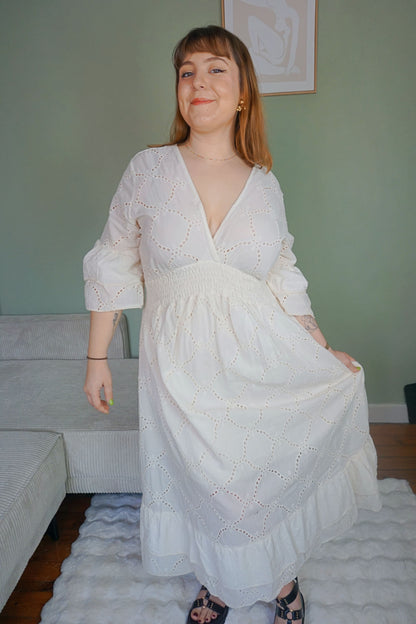 Robe dentelle crème coton