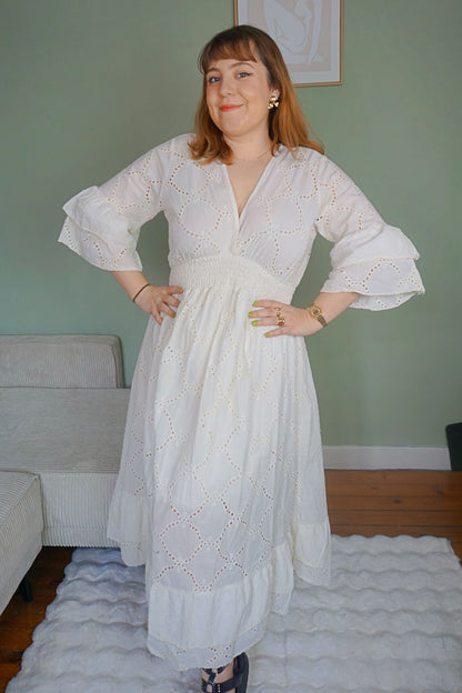 Robe dentelle crème coton