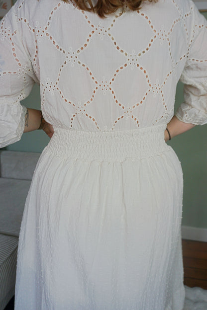 Robe dentelle crème coton