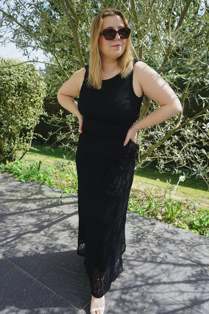 Robe longue dentelle noire