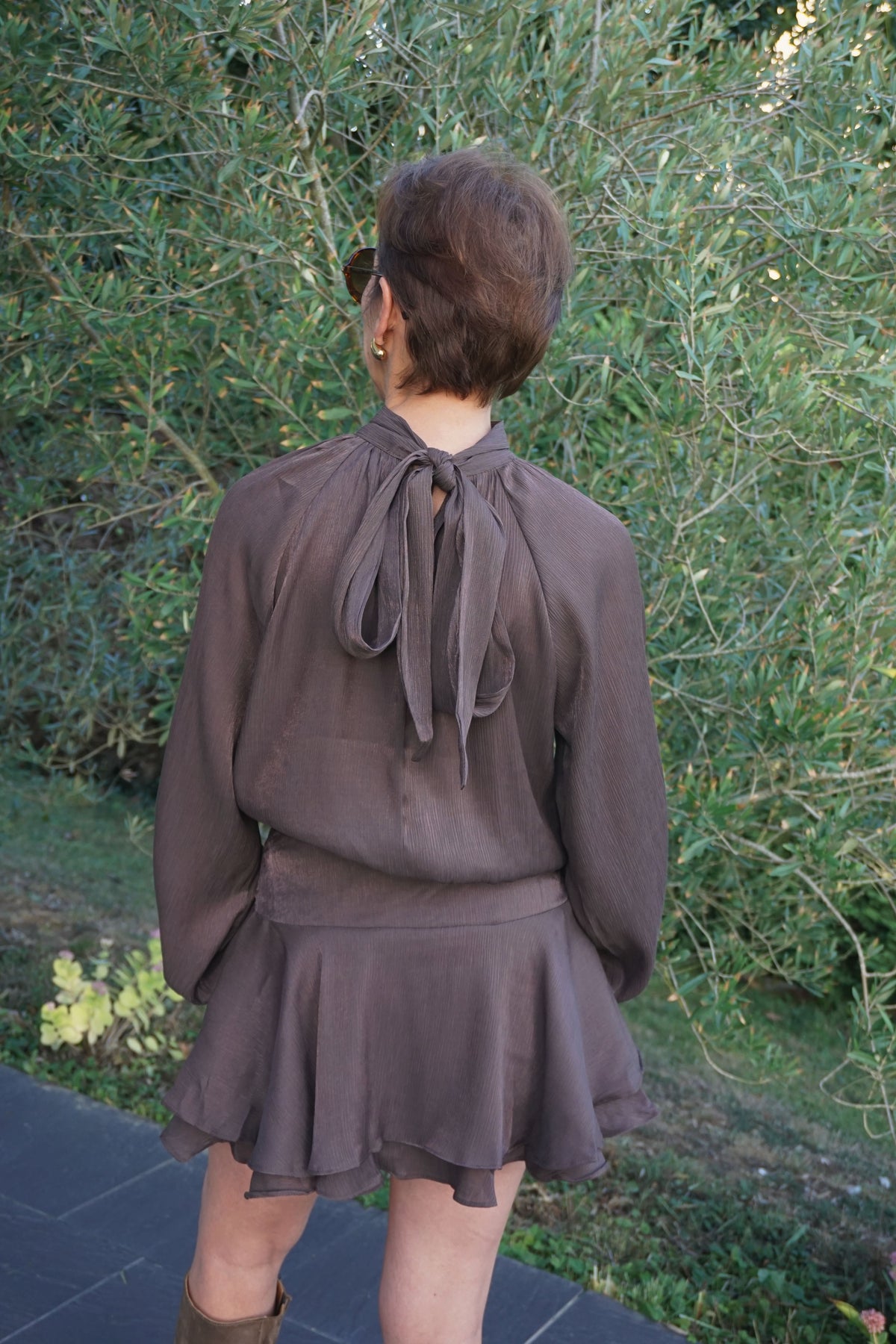 Robe marron glacé fluide bouffante