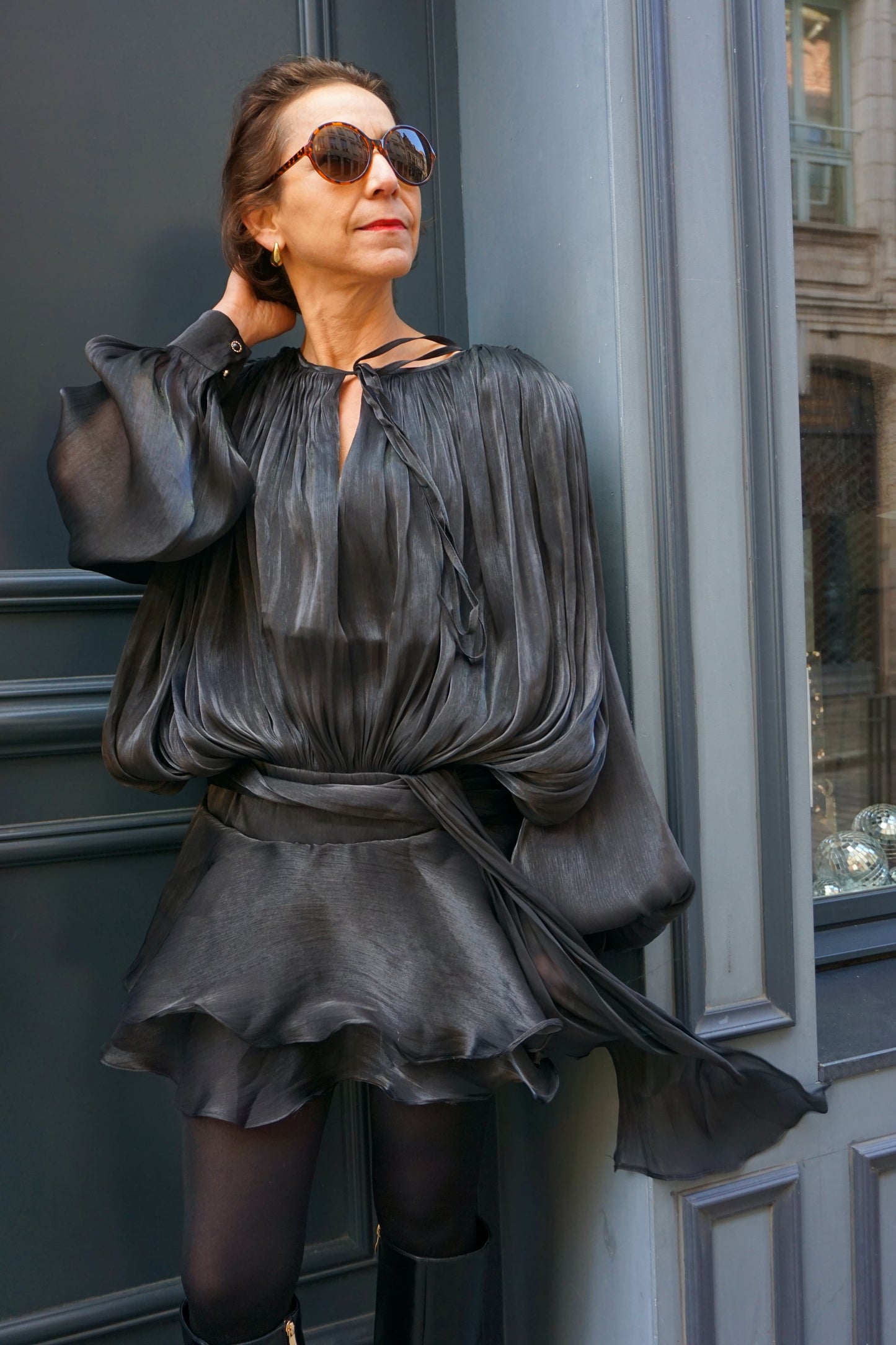 Robe noire bouffante avec short