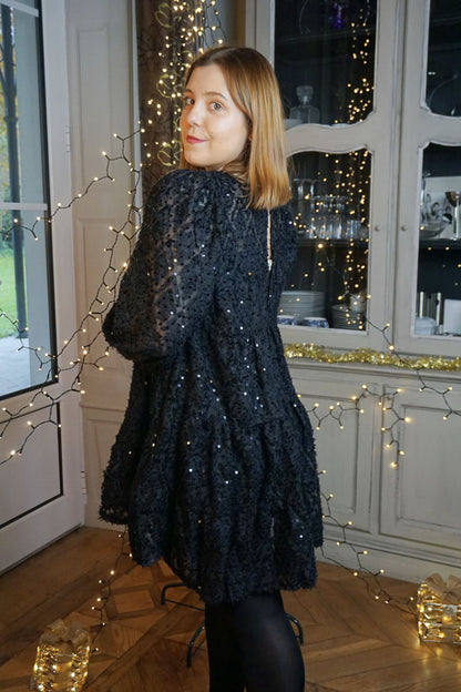 Robe noire Babydoll à sequins