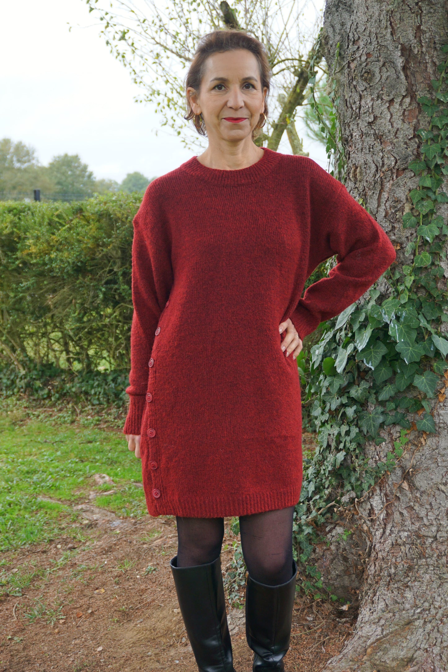 Robe pull bordeaux