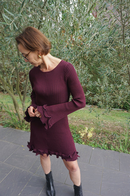 Robe pull moulante aubergine