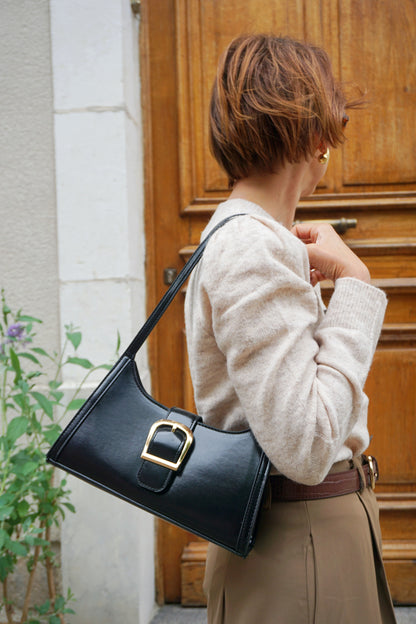 Sac noir baguette simili cuir