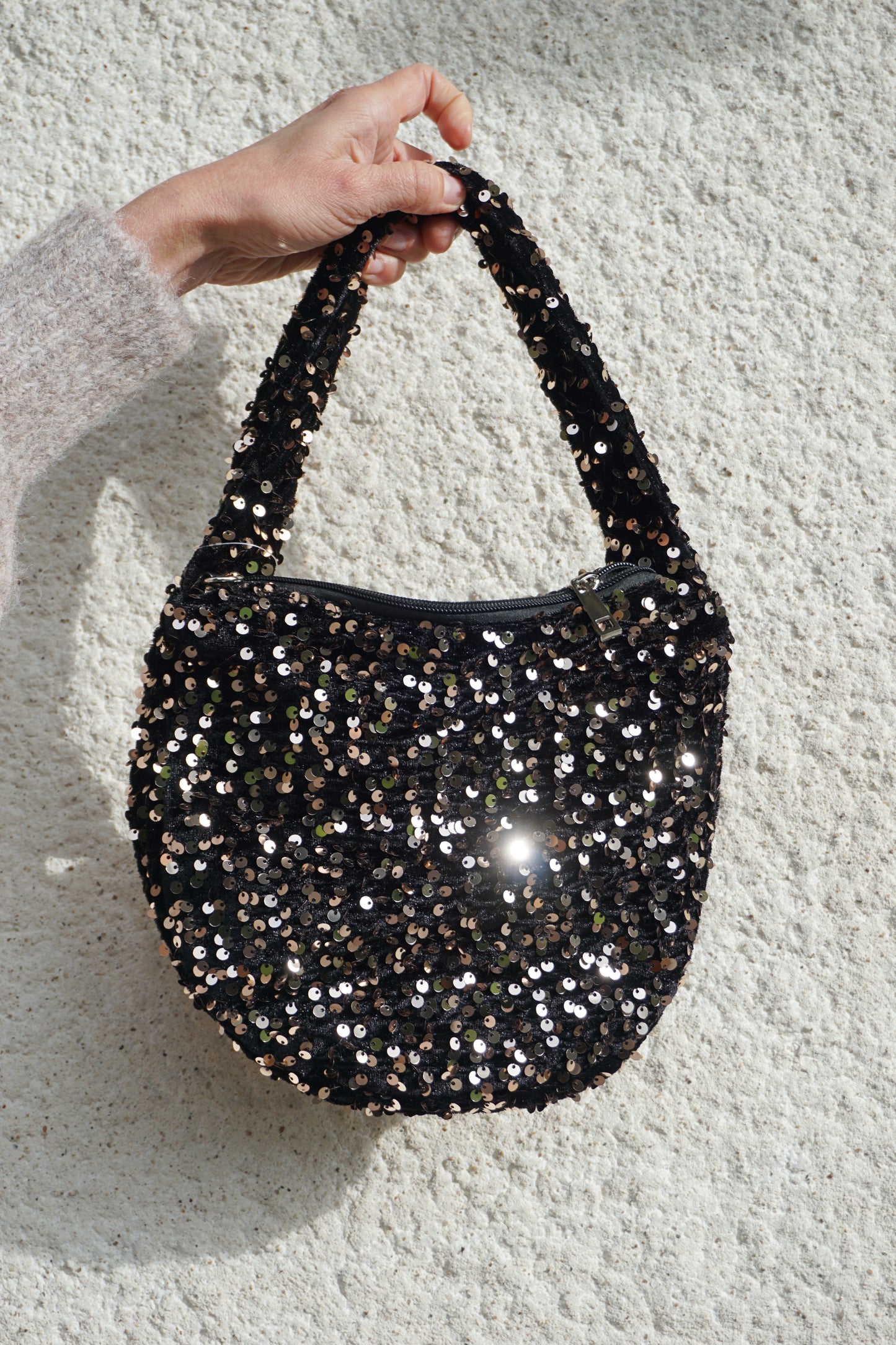 Sac à main sequins dorés