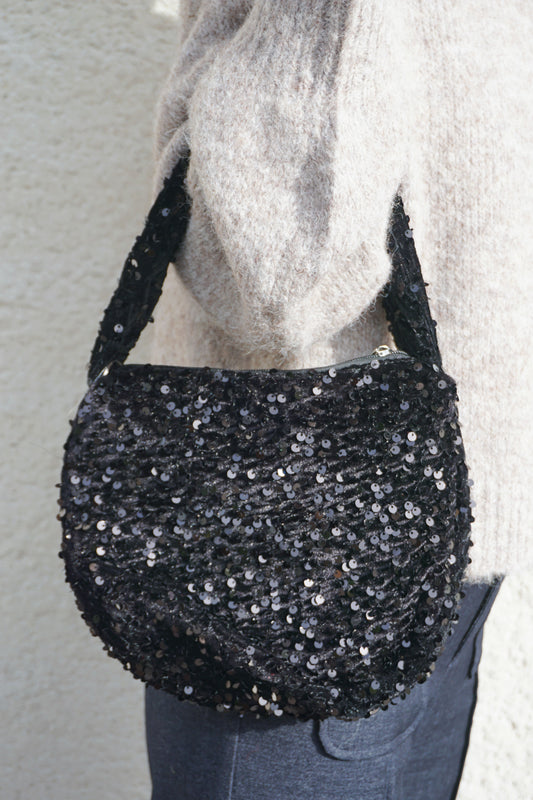 Sac à main sequins noirs