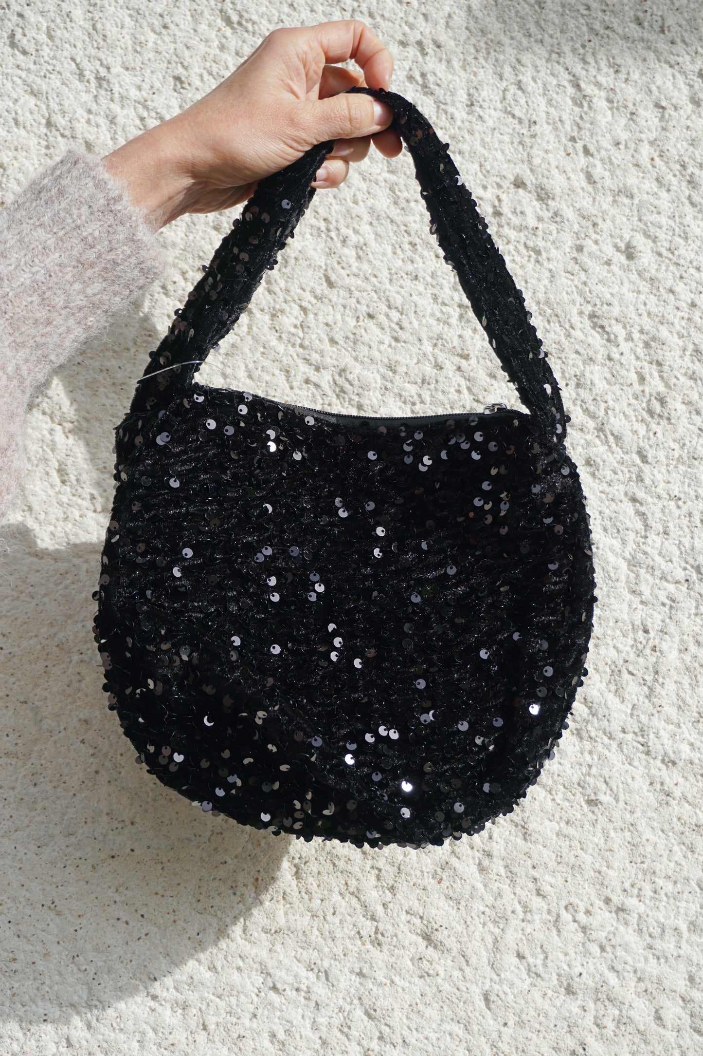 Sac à main sequins noirs