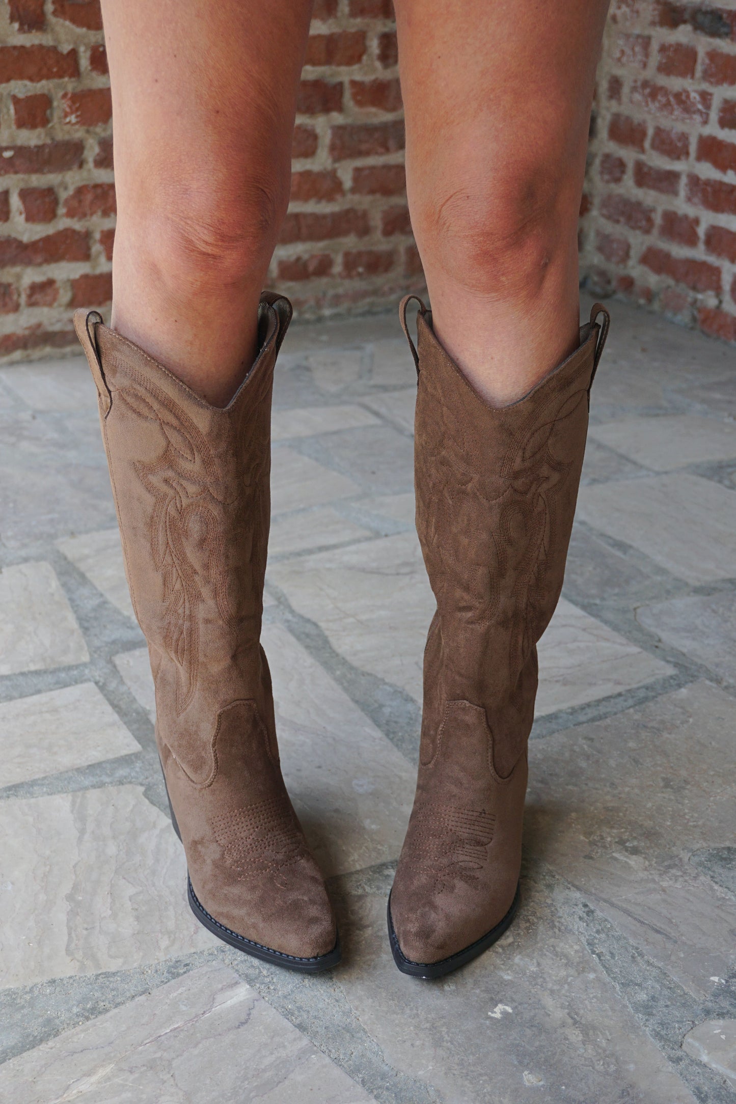 Santiags simili daim marron mocha